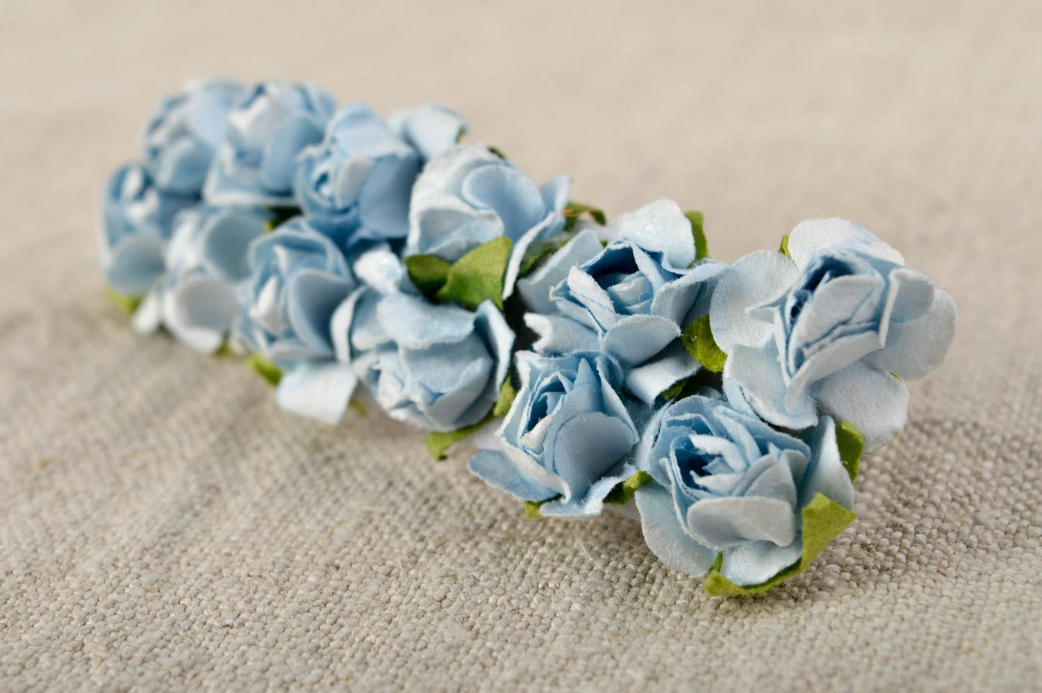 Blaue Haarspange Blumen handmade Damen Modeschmuck Accessoire für Haare zart foto 1
