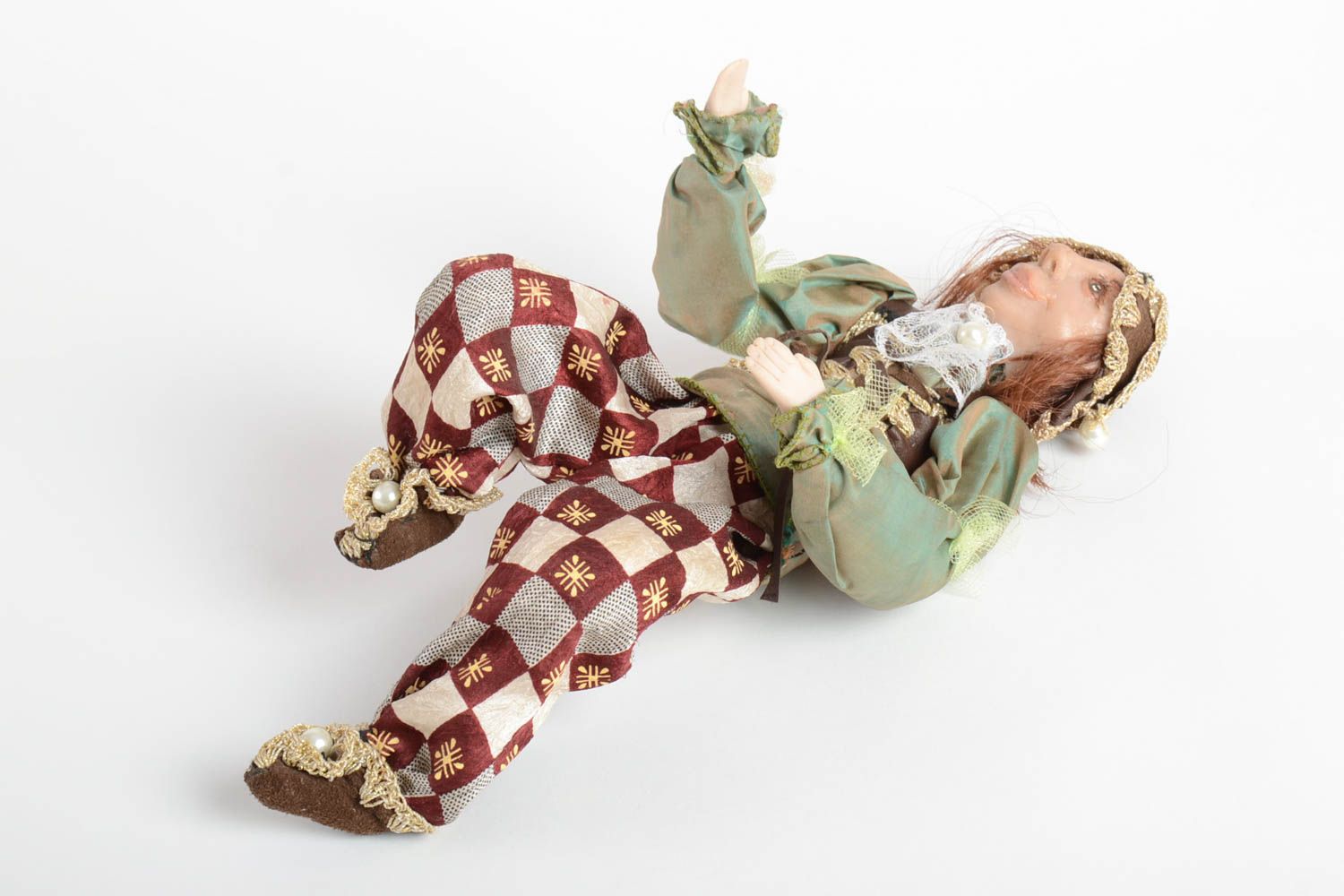 Авторская кукла лепная ручной работы из натуральной ткани оригинальная фото 5