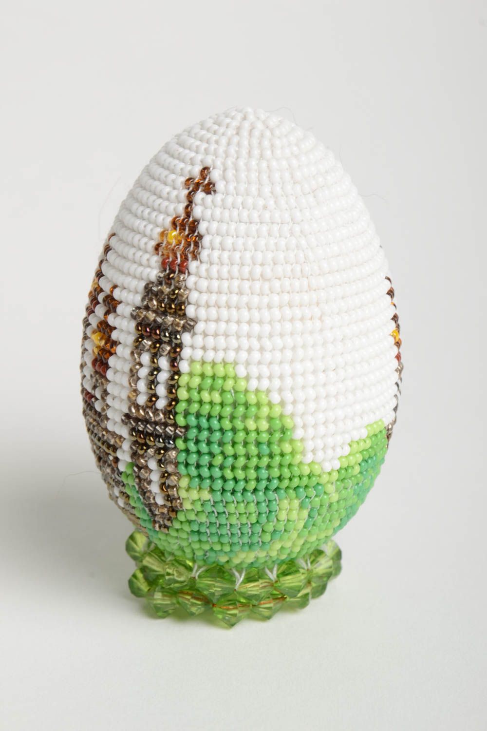 Handmade home interior seed beaded decoration festive designer Easter egg photo 3