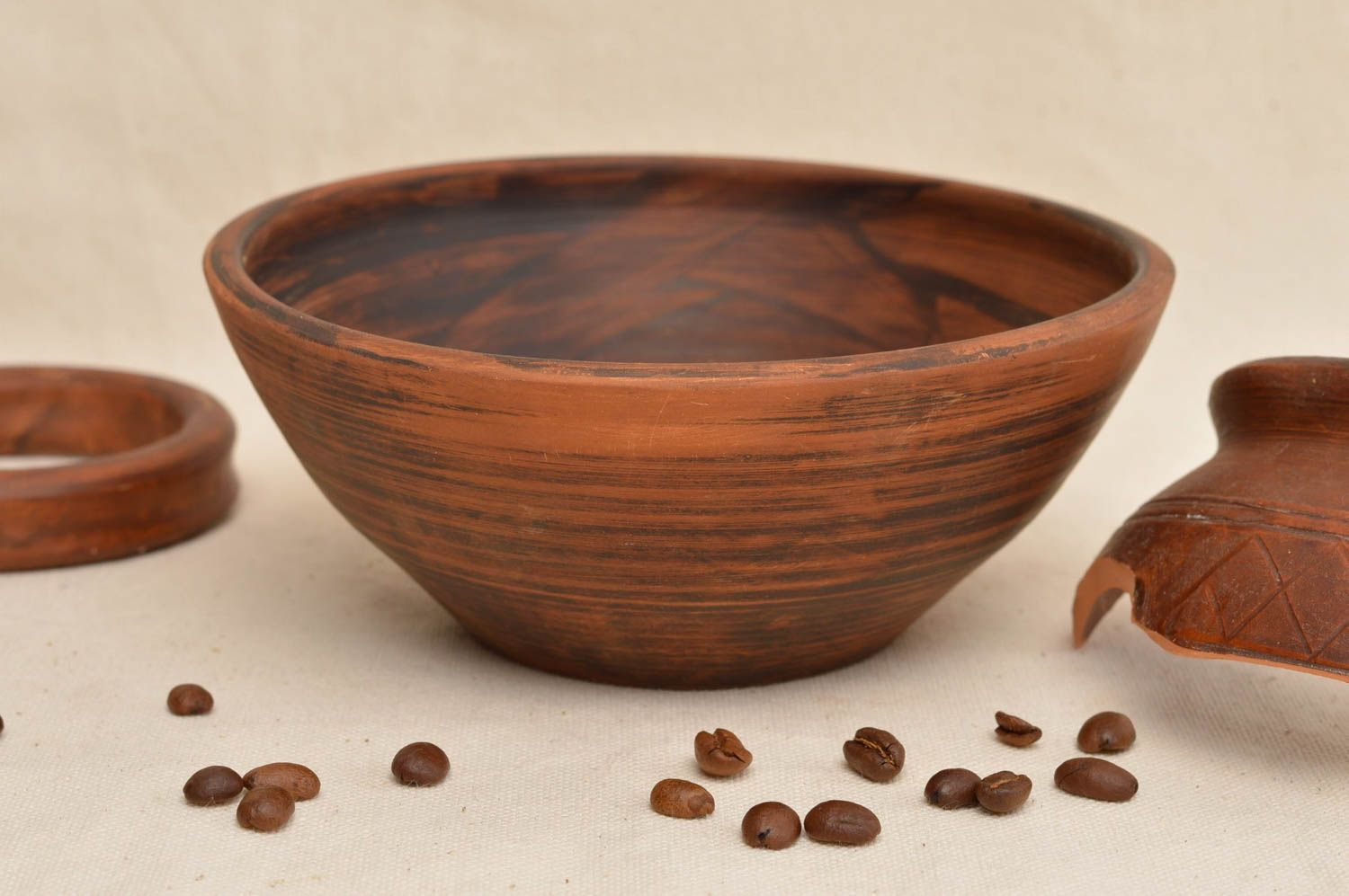 6 terracotta soup bowl made of lead-free clay 0,63 lb photo 1