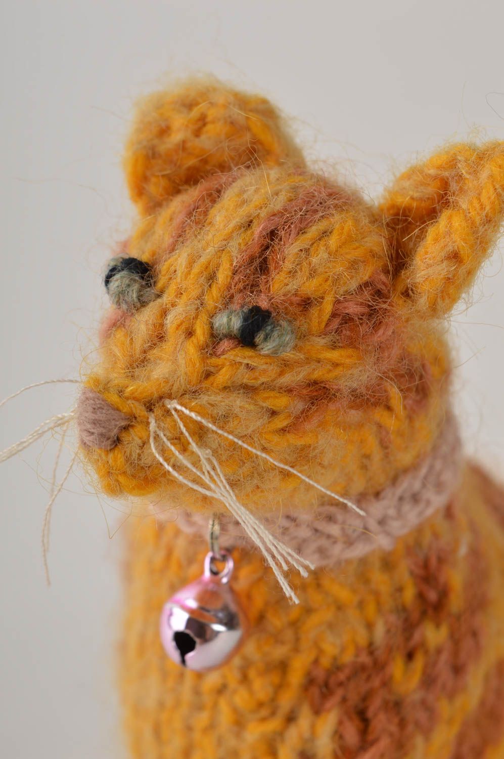 Peluche chat roux Jouet fait main tricoté en mohair Cadeau pour enfant photo 3