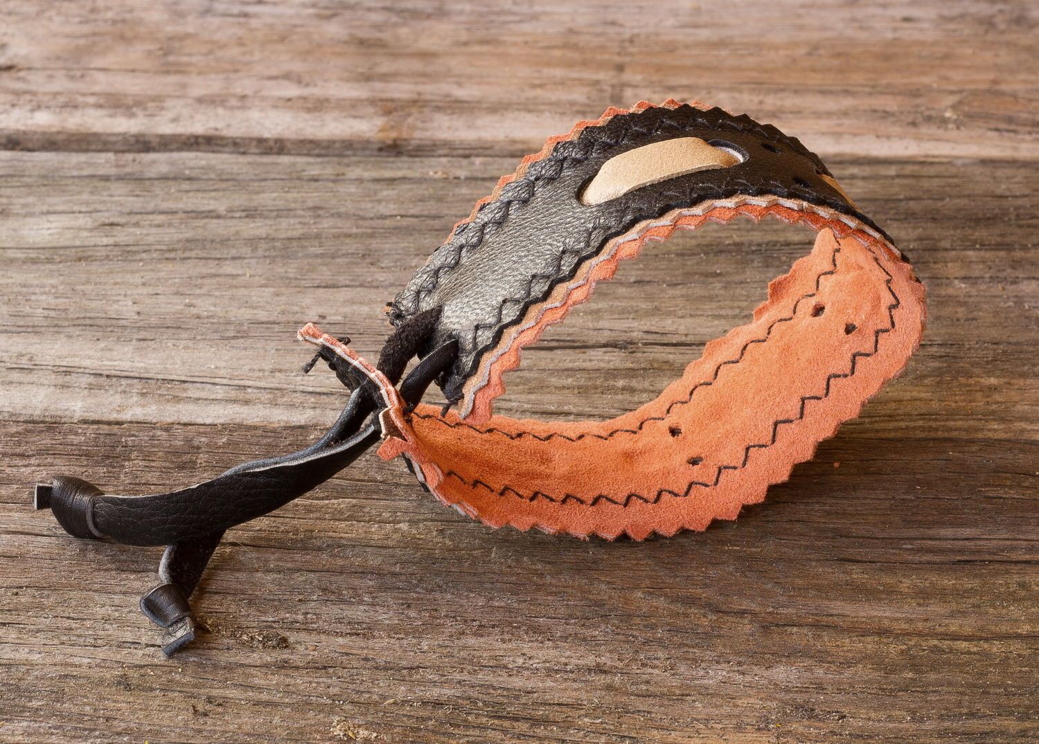 Handmade bracelet made ​​of leather and suede photo 4