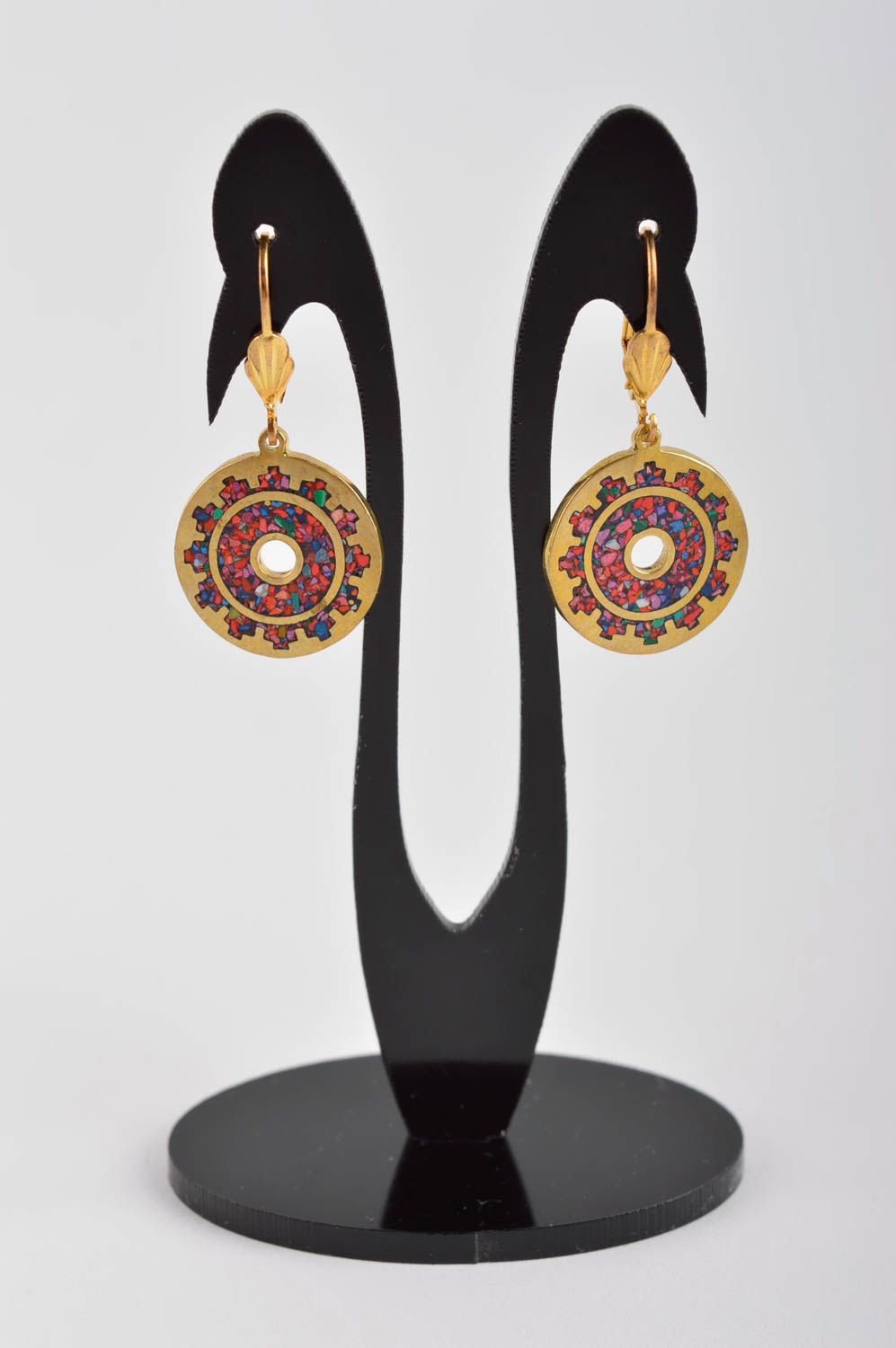 Handmade designer earrings with natural stones brass earrings fashion bijouterie photo 2
