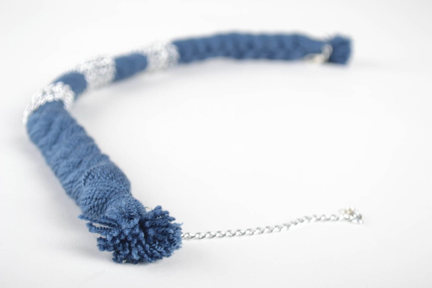 Handmade geflochtene Halskette Collier blau Accessoire für Frauen modisch foto 3