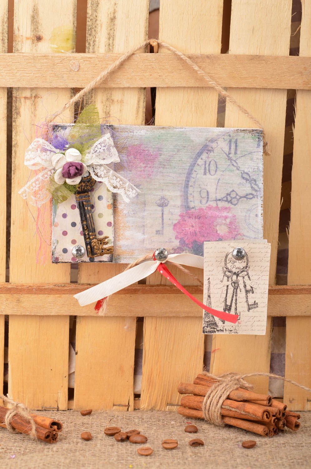 Wand Schlüsselbrett aus Holz handgemacht originell künstlerisch bunt dekorativ foto 1
