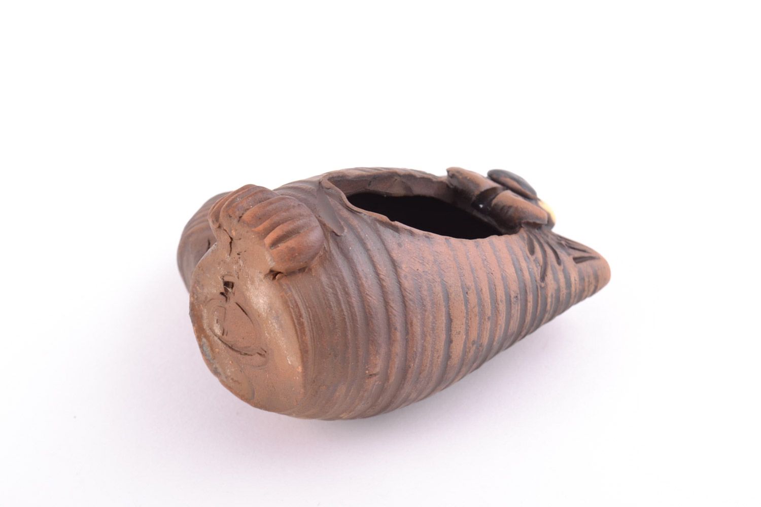 Unusual handmade ceramic statuette of cat kilned with milk photo 5