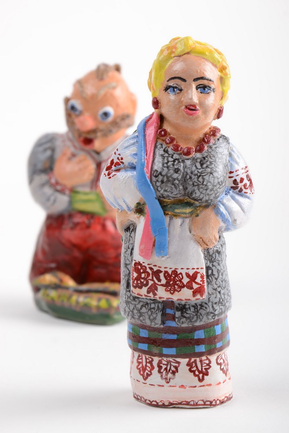 Schöne originelle Keramik Deko Figuren Set 2 Stück mit Bemalung Handarbeit foto 5