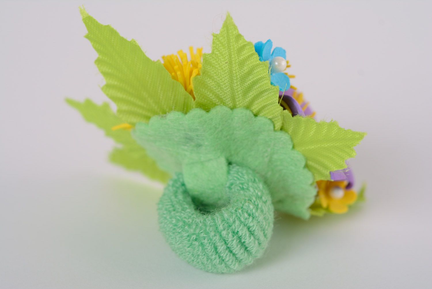 Designer Set Haar Gummis aus Wildleder mit Blumen für junge Frauen handmade schön foto 2