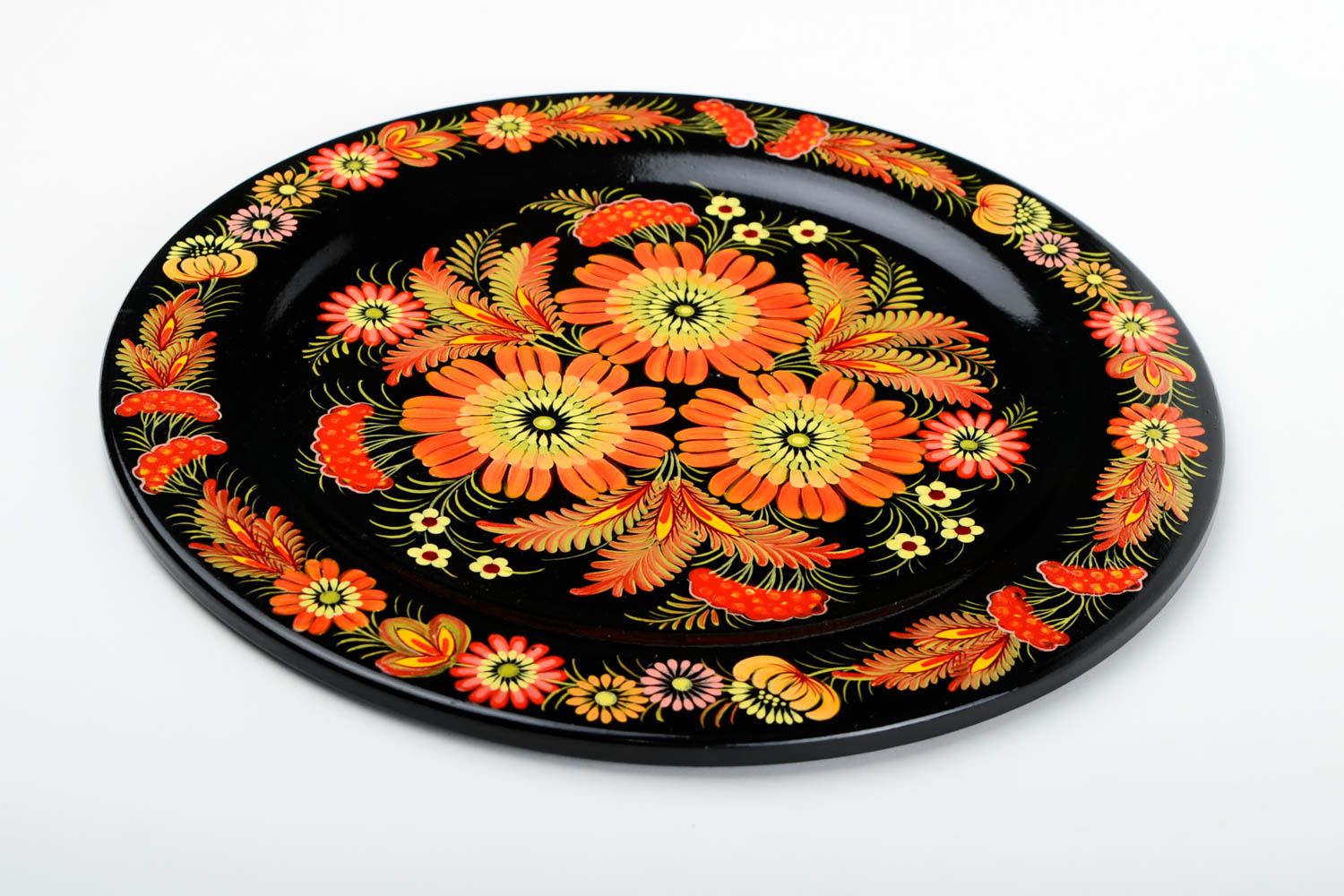 Подарочная тарелка декор для дома хенд мейд деревянная посуда Петриковская фото 3