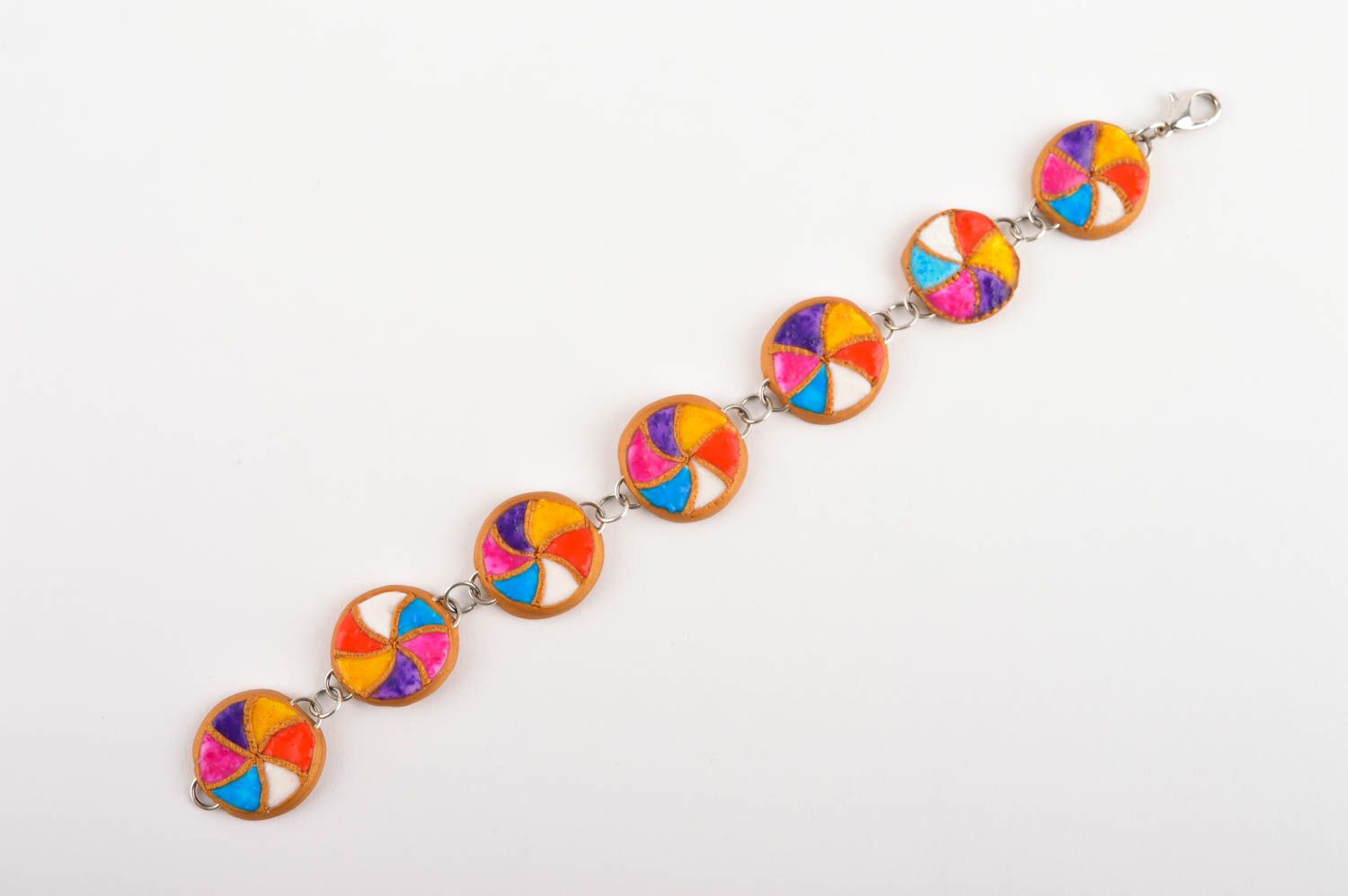 Handmade bright bracelet made of polymer clay plastic jewelry handmade accessory photo 4
