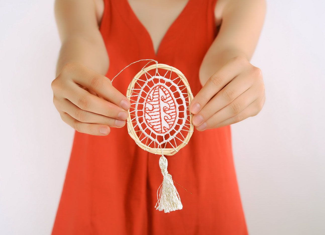 Decorative pendant with embroidery Pysanka Ukrainian Easter egg photo 2