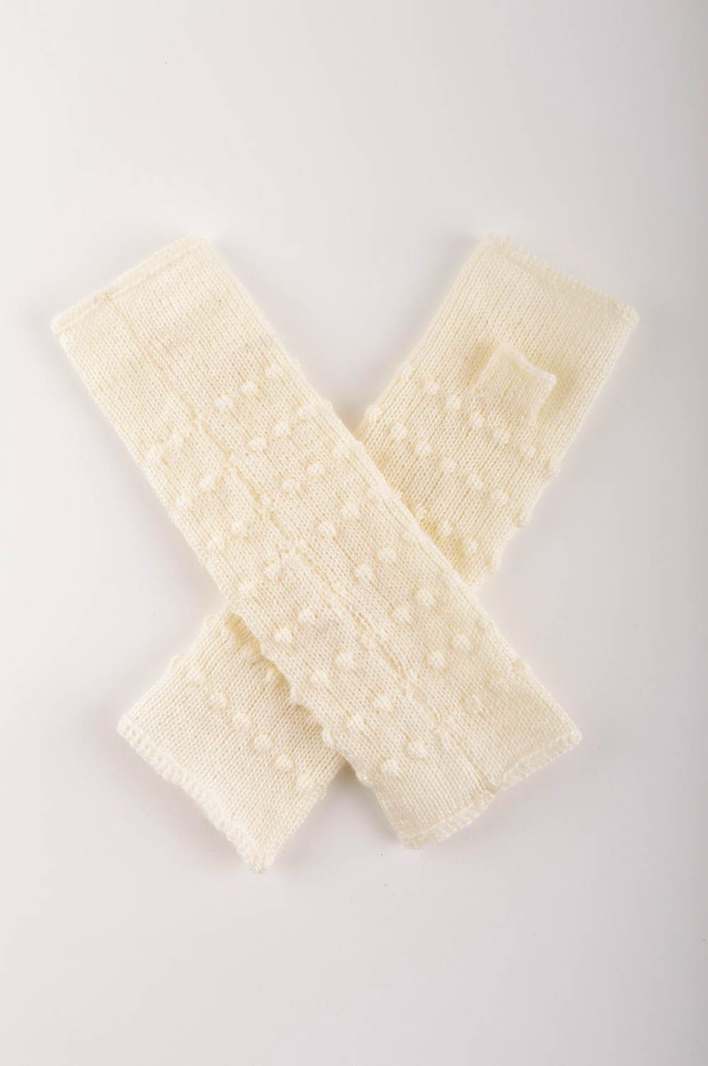 Перчатки без пальцев хэнд мэйд женские перчатки молочные митенки женские фото 1