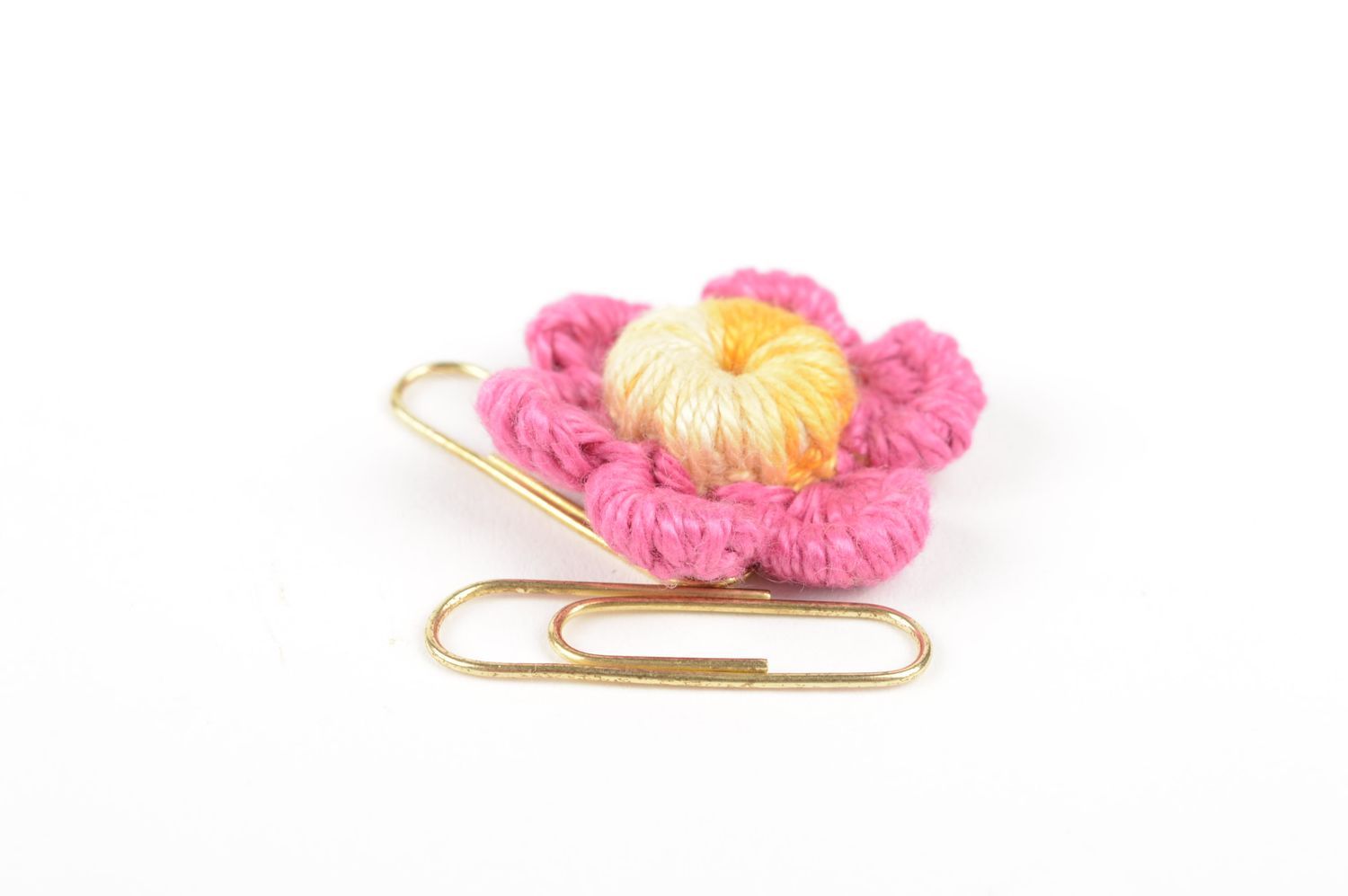 Fleur pour bijoux faite main Fourniture bijoux tricotée rose Loisirs créatifs photo 5