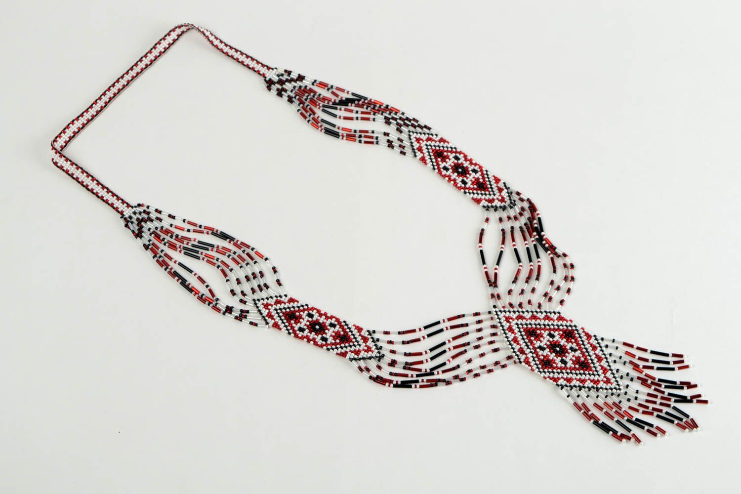 Этническое украшение ручной работы гердан из бисера элитная бижутерия длинное фото 2