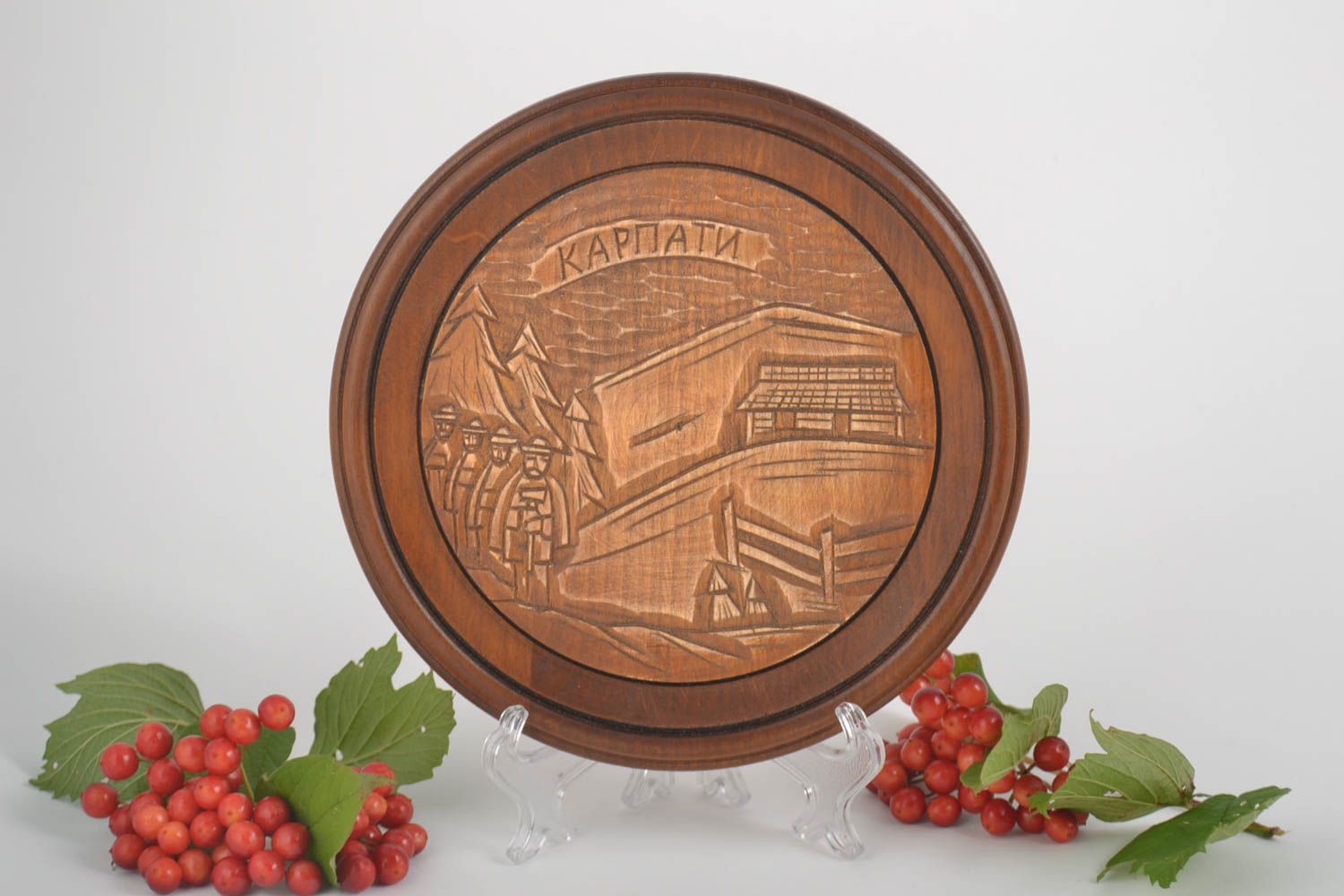 Wooden plate decorative plate handmade home decor wall hanging wooden gifts photo 1