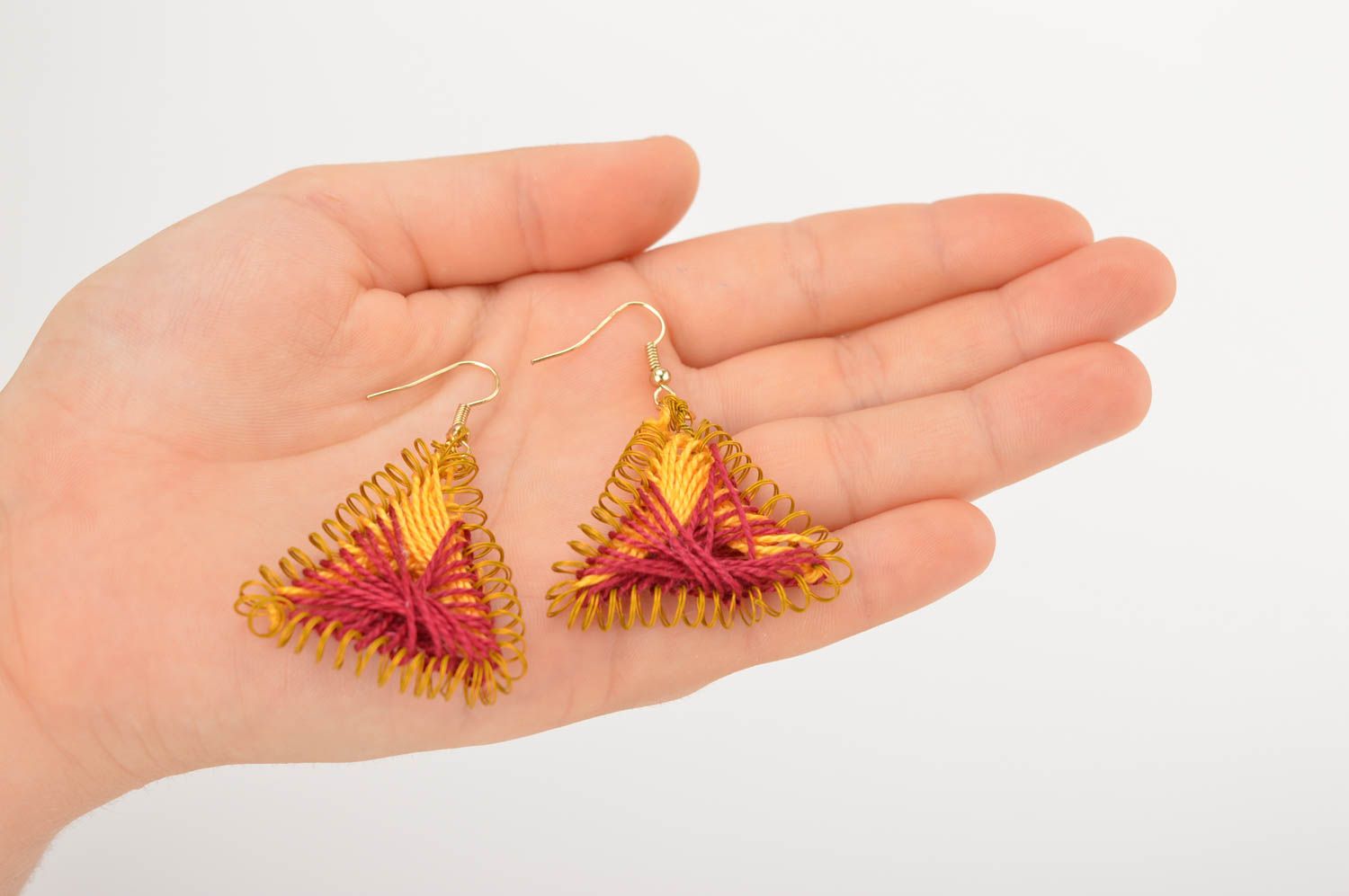 Stylish handmade textile earrings woven thread earrings wire earrings for girls photo 5