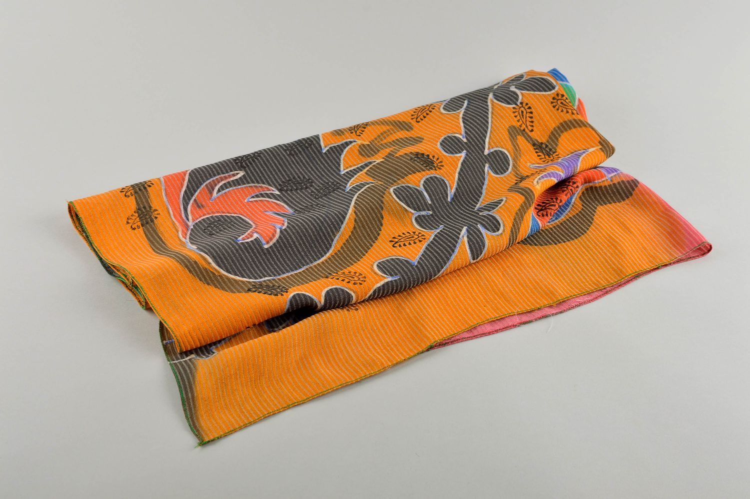 Handmade silk scarf for women designer painted silk scarf gift for girl photo 3
