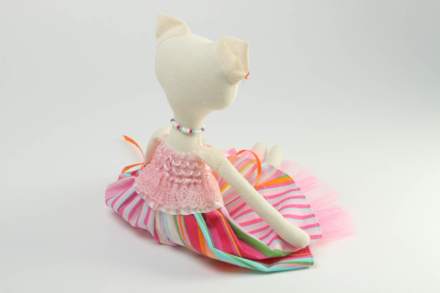 Игрушка ручной работы игрушка кошка оригинальная игрушка в ярком платье фото 4