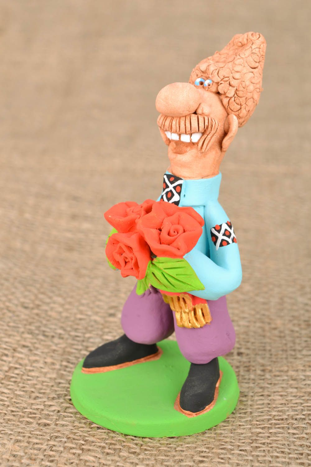 Clay figurine Cossack with Flowers photo 1