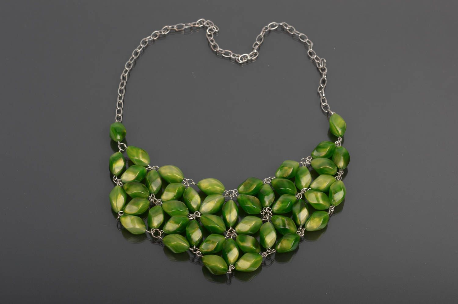Collier Halskette handmade schöne Kette groß Geschenk für Frauen in Grün schön foto 1