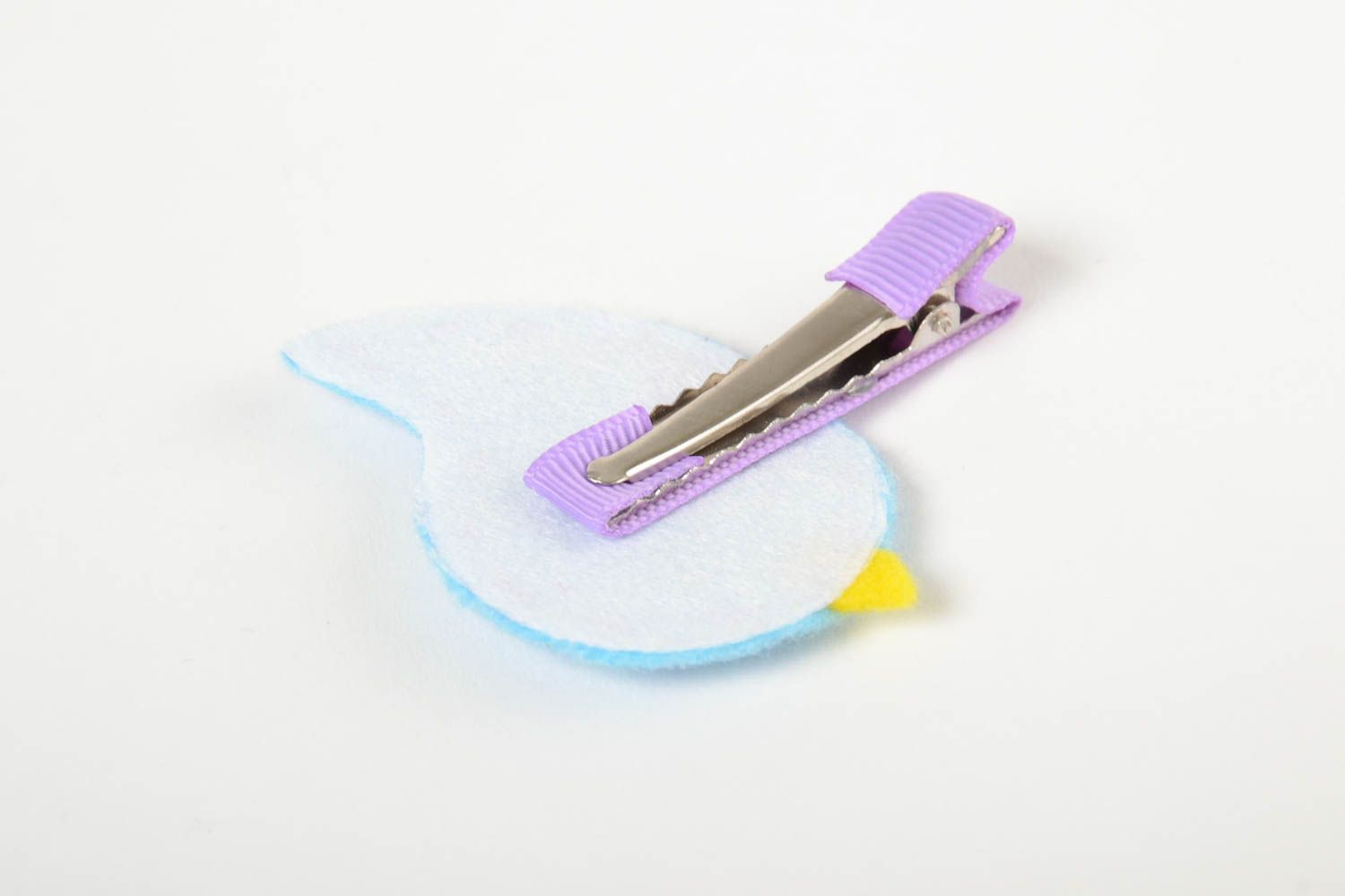 Beautiful soft handmade textile children's hair clip in the shape of blue bird photo 3