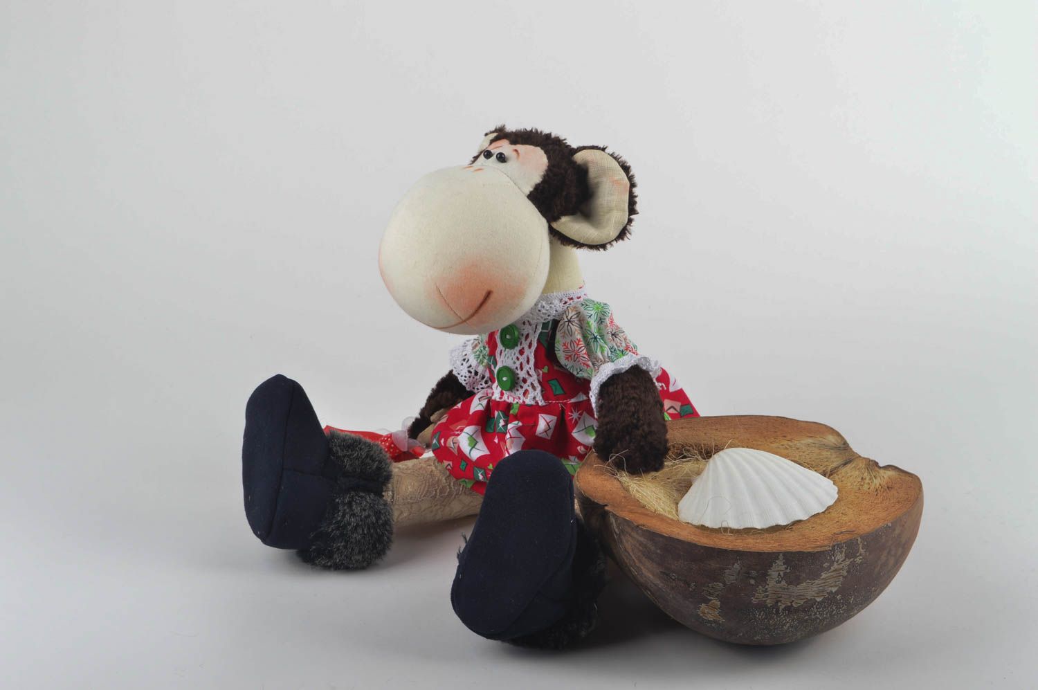 Игрушка обезьяна хэнд мэйд детская игрушка из льна мягкая игрушка авторская фото 1