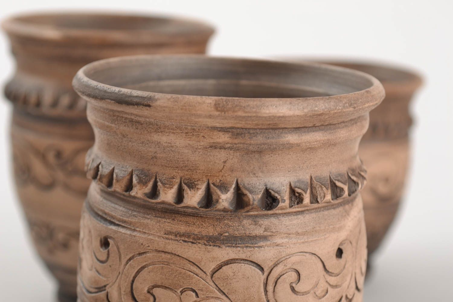 Set of handmade decorative ceramic shot glasses 1 for 330 ml and 2 for 250 ml photo 3