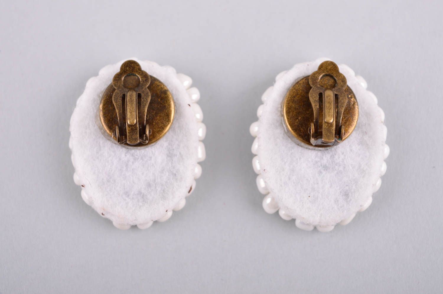 Ohrringe Damen handmade Ohrringe Clips hochwertiger Modeschmuck weiß schön foto 4
