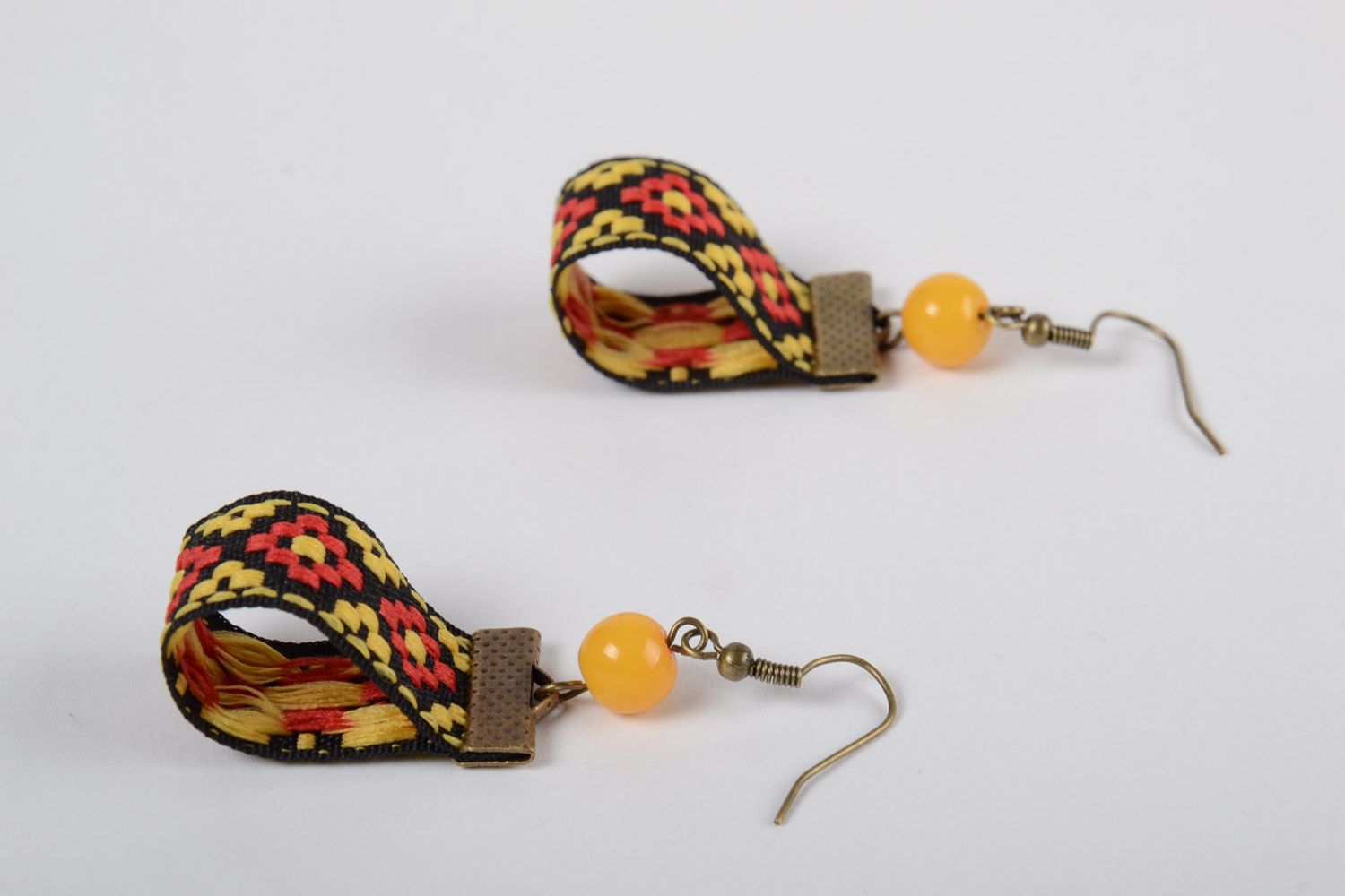 Stylish designer handmade lace earrings with ethnic embroidery for women photo 3