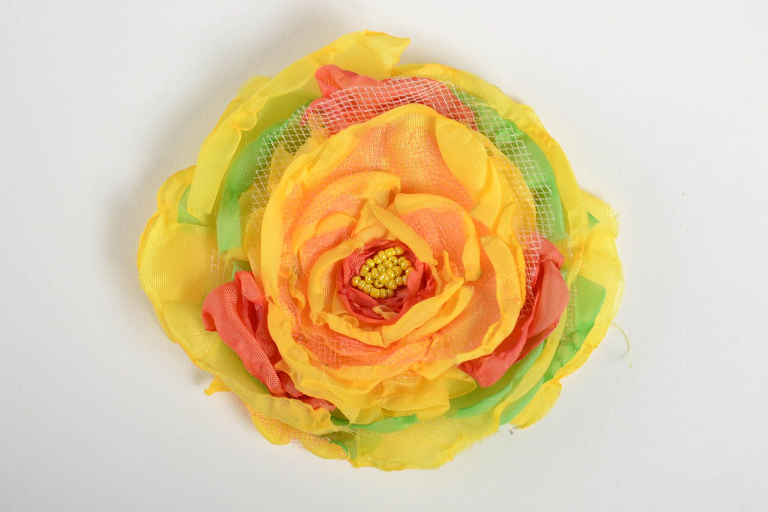 Bright handmade textile brooch ribbon flower brooch womens jewelry ideas photo 3