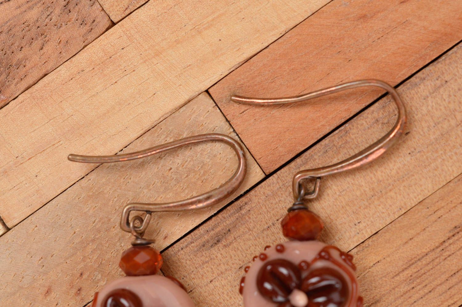 Glass earrings handmade jewelry glass earrings with charms women accessory photo 4