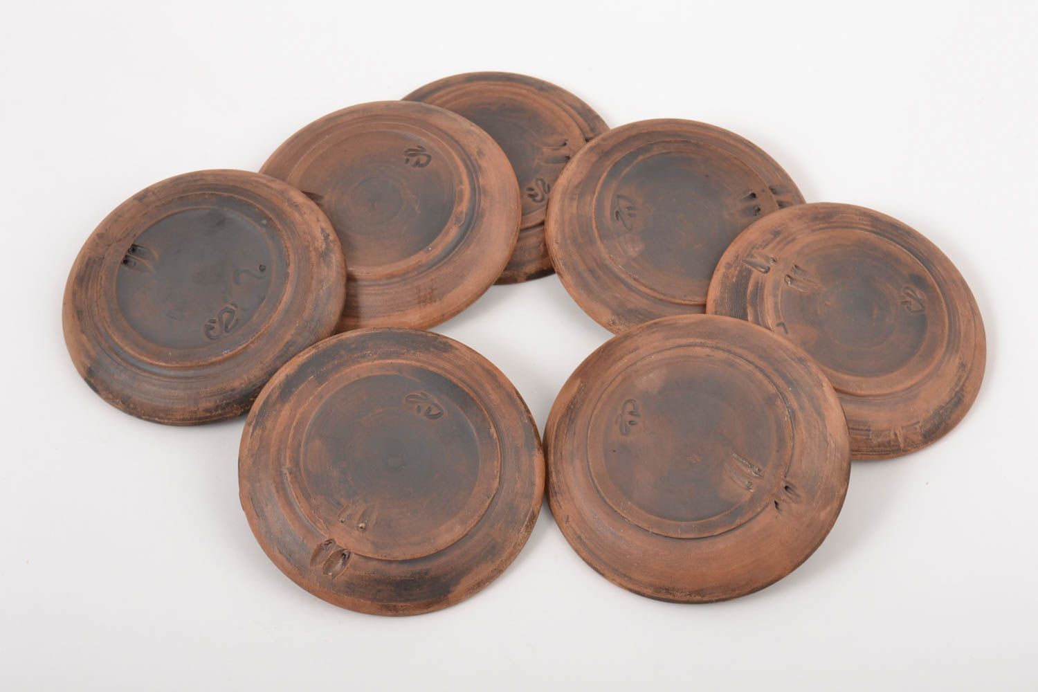 Тарелки ручной работы глиняные тарелки комплект посуды 7 штук глиняная посуда  фото 3