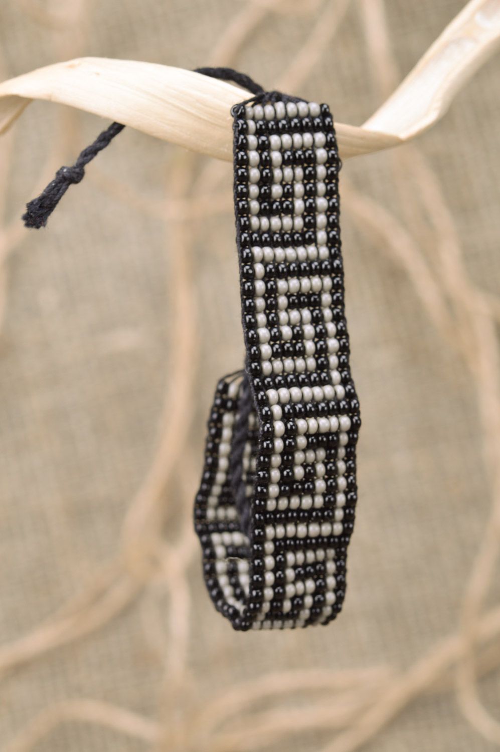 Bracelet en perles de rocaille tressé fait main ornements grecs avec lacets photo 1