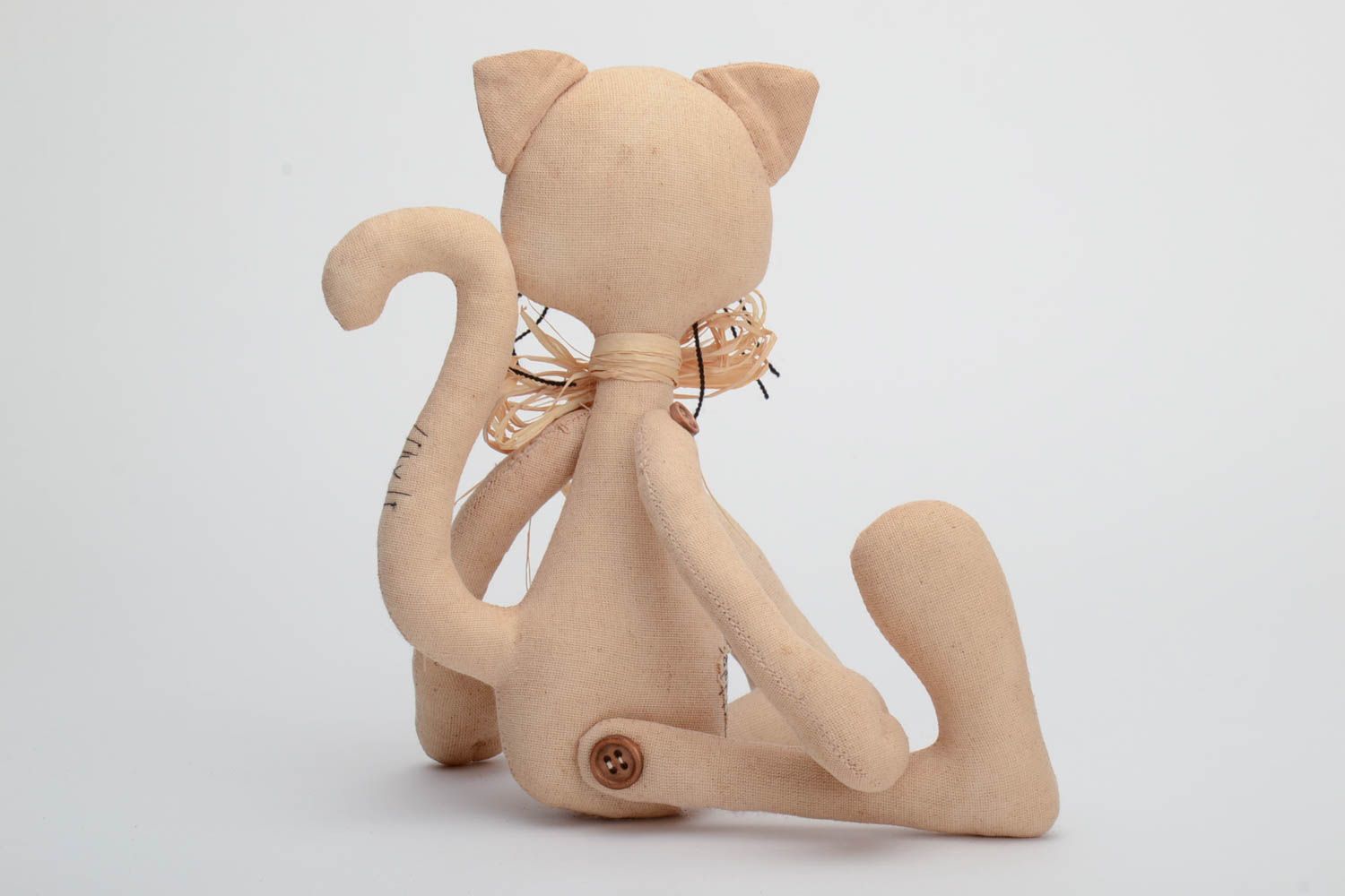 Авторская игрушка кот с кофейным ароматом из хлопка ручной работы оригинальная фото 4