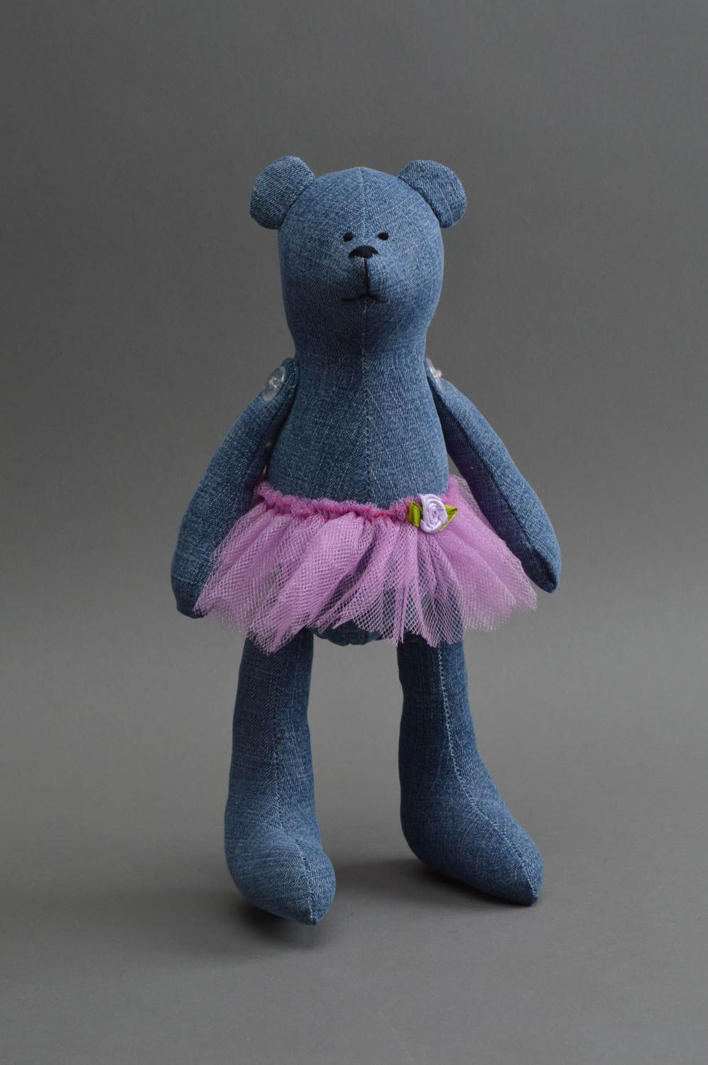 Peluche ours fait main Jouet pour enfant bleu en jean design Cadeau original photo 2