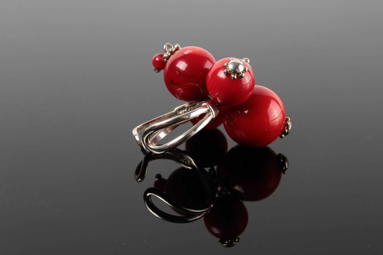 Handgefertigt Damenring Silber Designer Accessoire Silberschmuck Ring in Rot foto 2