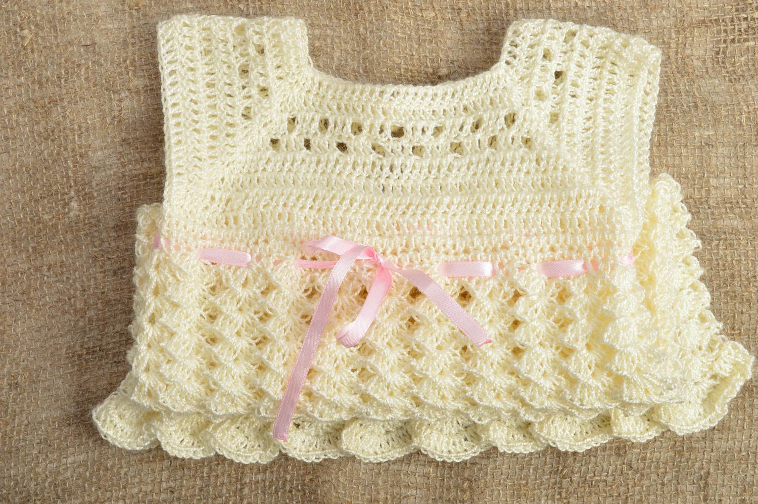 Crocheted baby dress crochet openwork beautiful handmade clothes for children photo 1