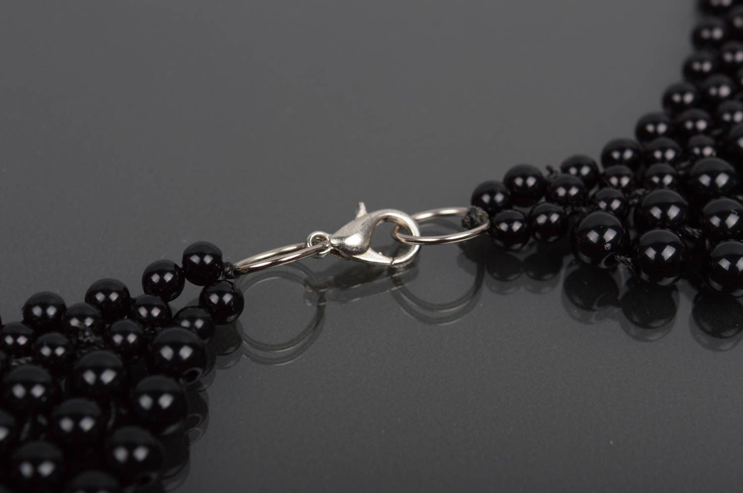 Handmade black beaded necklace stylish designer necklace women accessory photo 2