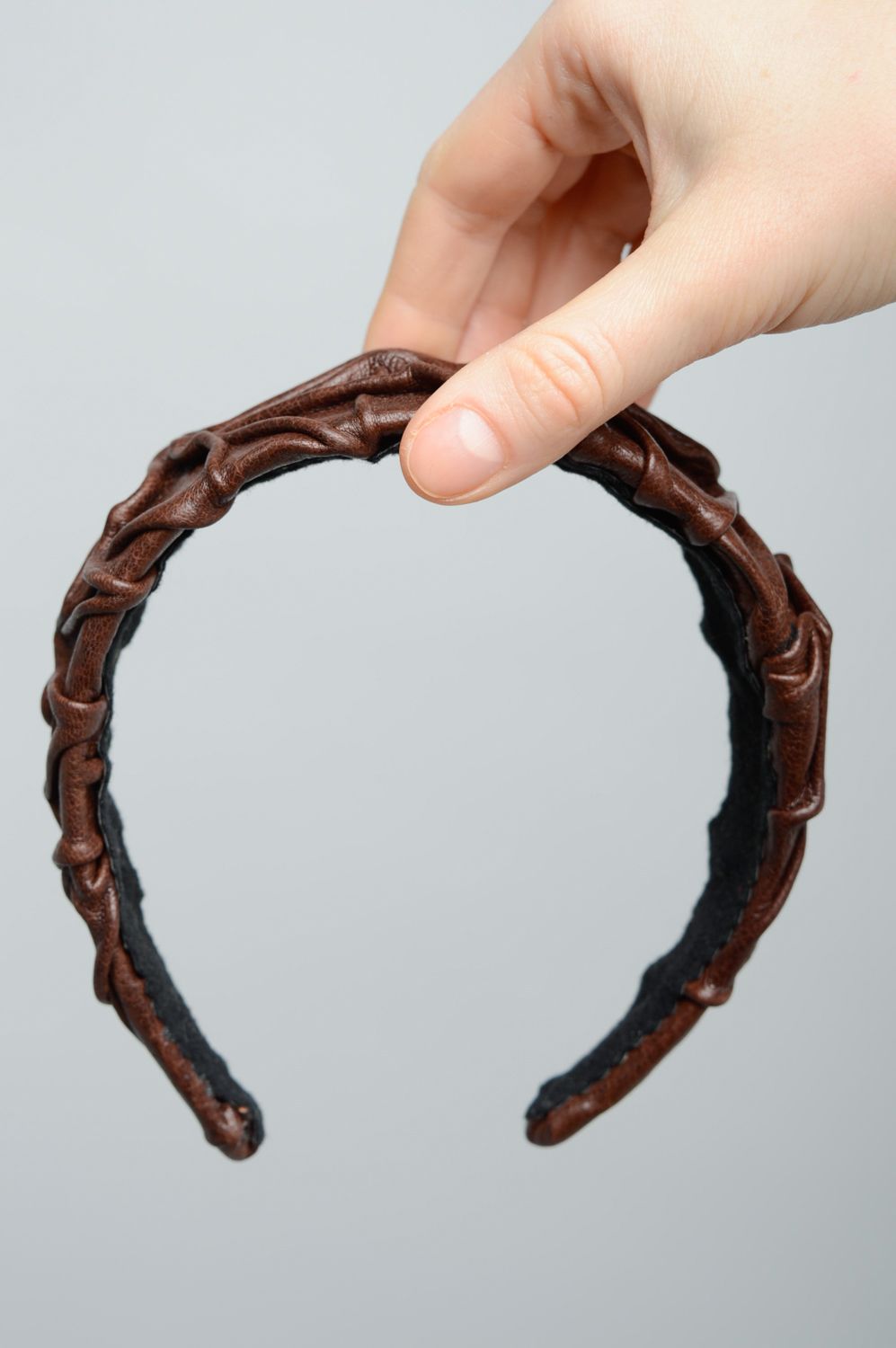 Genuine leather headband of brown color  photo 3
