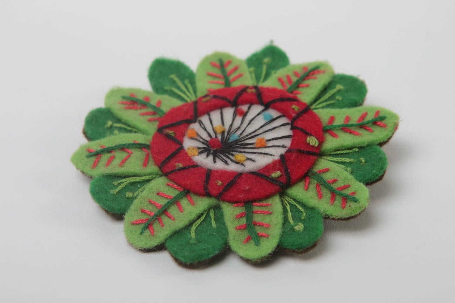 Broche de fieltro flor de colores hecho a mano accesorio de moda regalo original foto 3