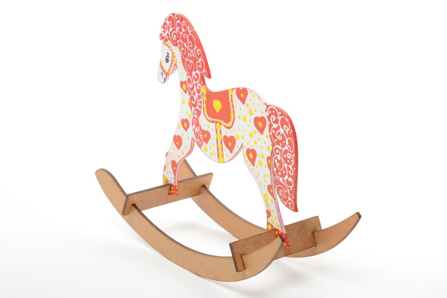 Small handmade painted plywood toy rocking horse for children photo 3