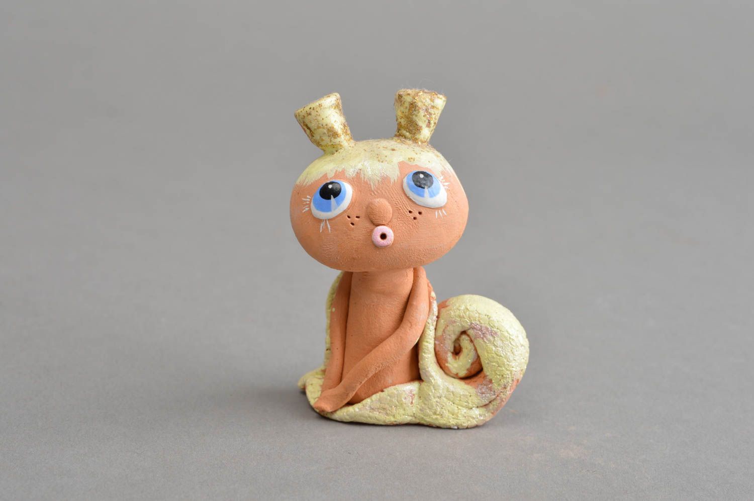 Figurine céramique escargot petite faite main décoration originale marron photo 2