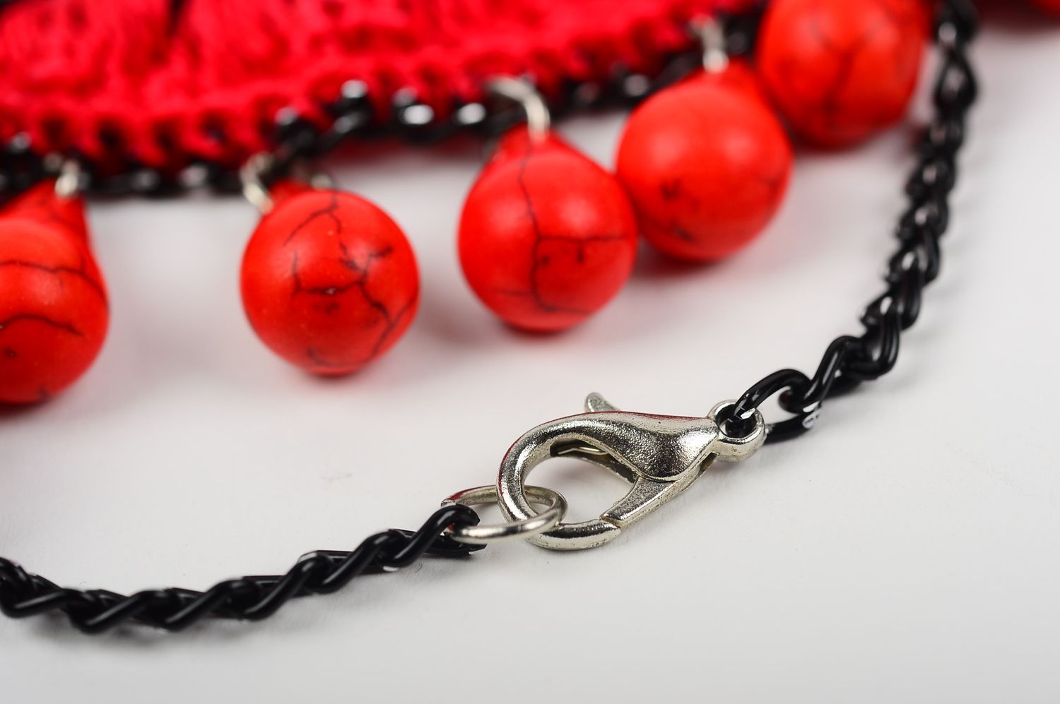 Handmade beaded necklace designer textile accessory stylish necklace gift photo 5