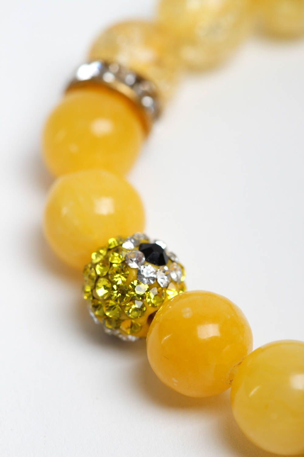 Bracelet en agate cristal de roche Bijou fait main jaune Cadeau pour femme photo 4