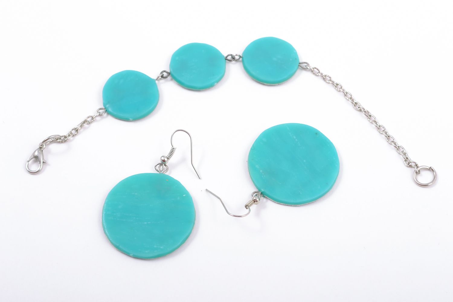 Polymer clay jewelry set of blue color photo 4