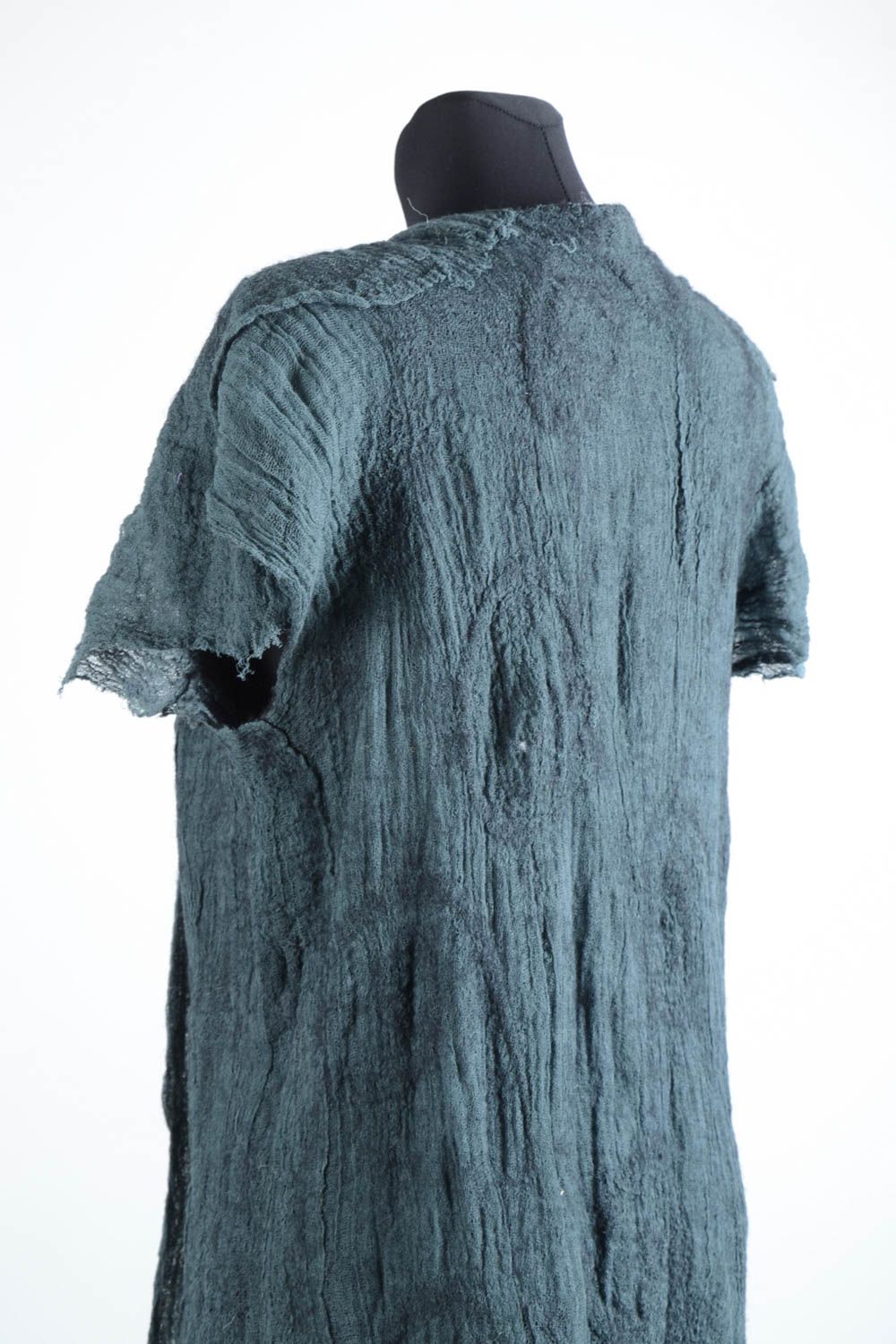 Женская одежда ручной работы летнее пальто шерстяная накидка темная длинная фото 5