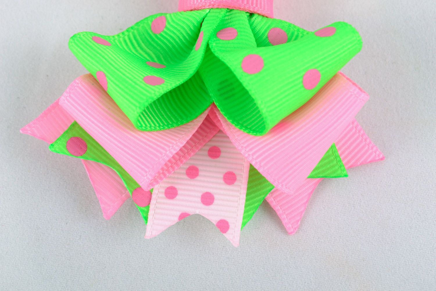 Set of handmade colorful ribbon bow hair clips 2 pieces photo 4