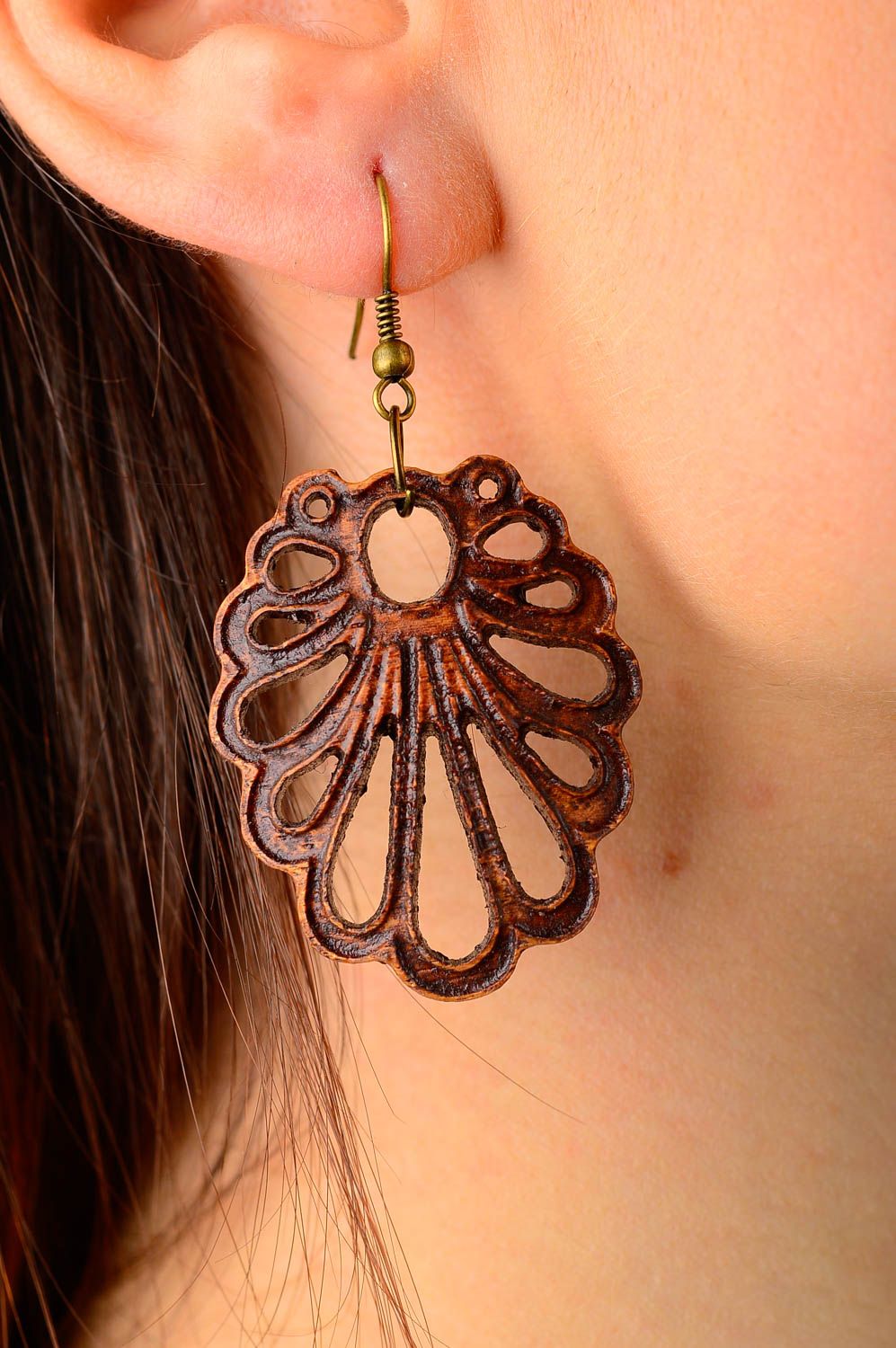Handcrafted earrings designer jewelry wooden earrings ladies earrings  photo 1