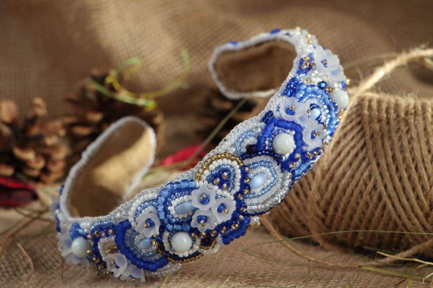 Beautiful hairband with beads photo 5