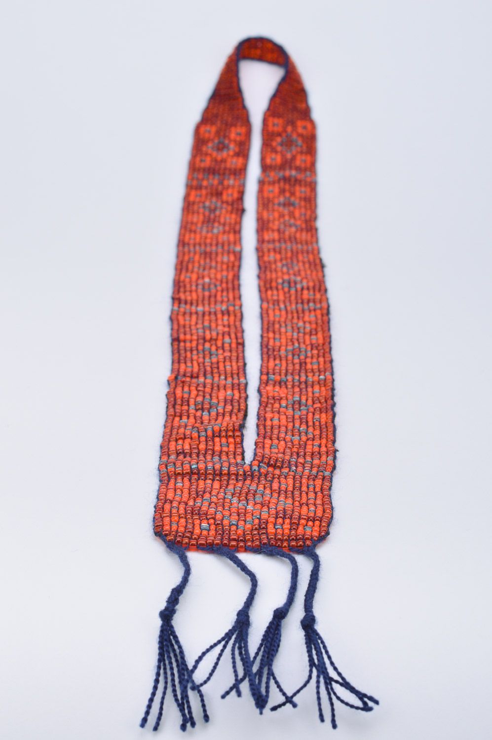 Collar de abalorios original largo hecho a mano con ornamento étnico para mujer foto 2